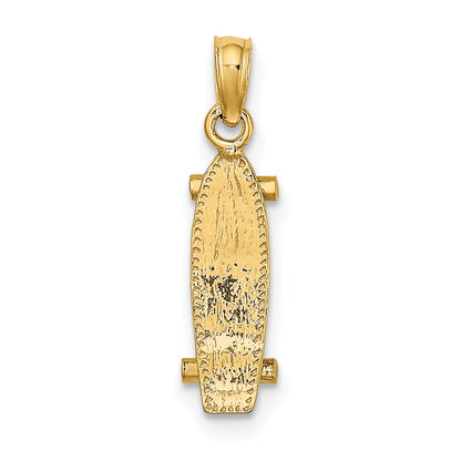 10K Yellow Gold 10K 3-D Skate Board Charm
