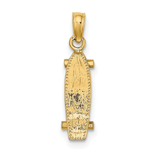 10K Yellow Gold 10K 3-D Skate Board Charm