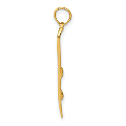 10K Yellow Gold 3-D Snow Skis Pendant