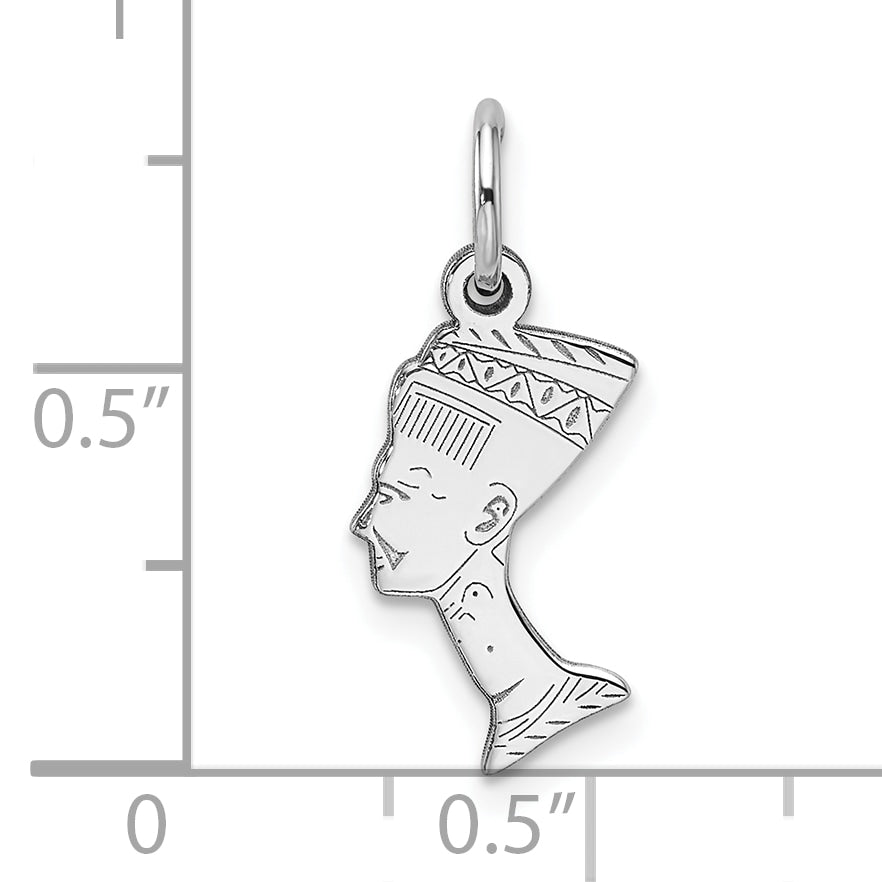 10K White Gold Solid Bust Of Nefertiti Charm