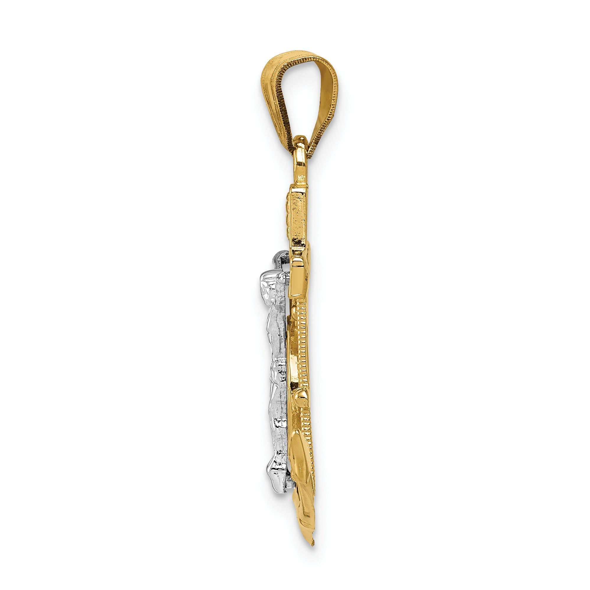 10K Two-Tone Diamond-Cut Mariner'S Cross Pendant