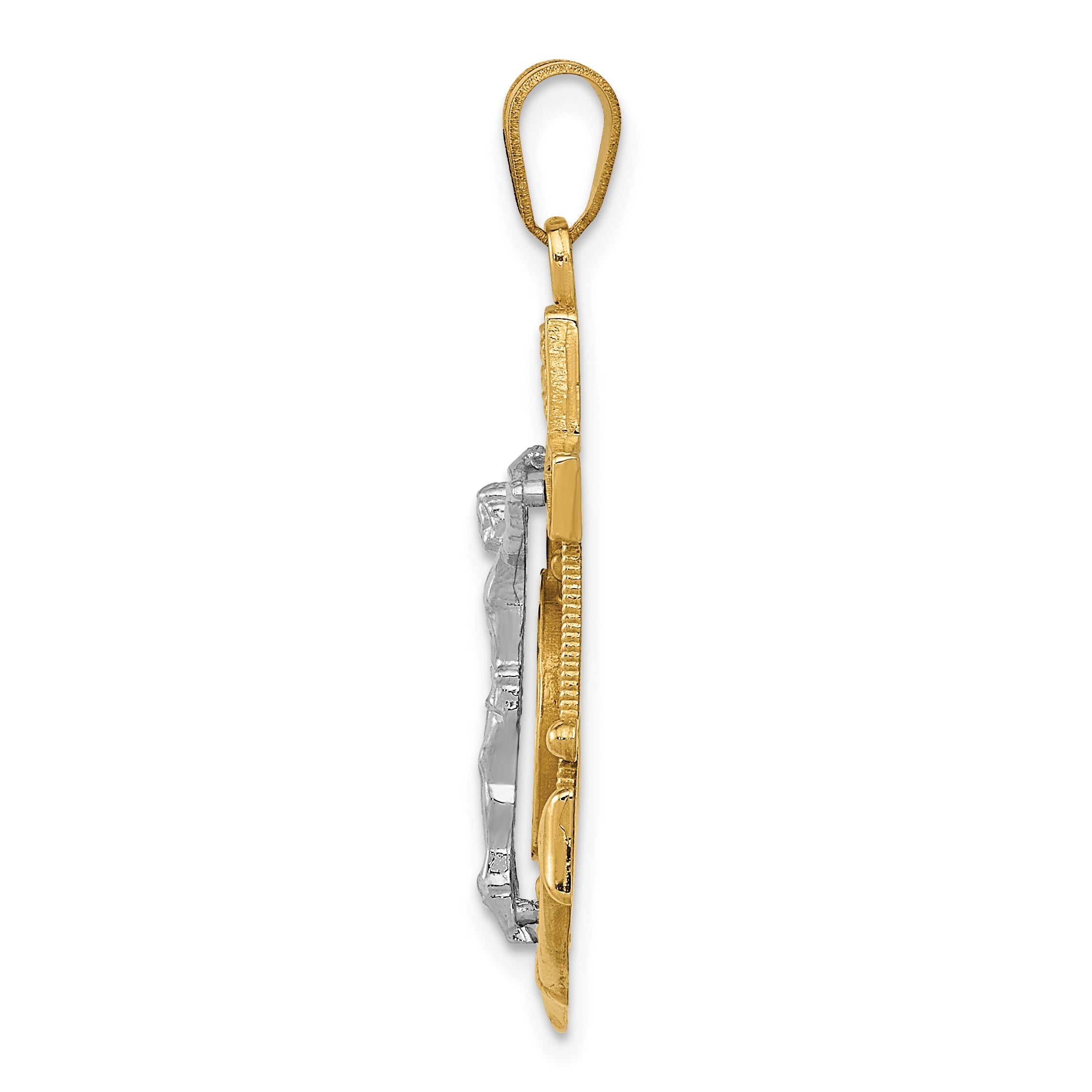 10K Two-Tone Diamond-Cut Mariner'S Cross Pendant