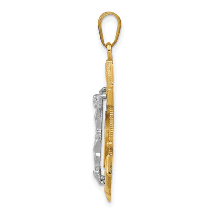 10K Two-Tone Diamond-Cut Mariner'S Cross Pendant