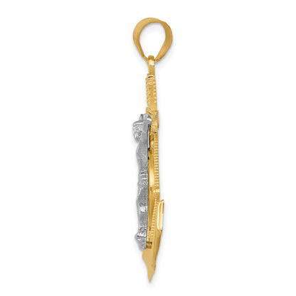 10K Two-Tone Diamond-Cut Mariner'S Cross Pendant