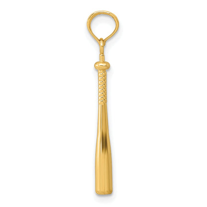 10K Yellow Gold 3-D Baseball Bat Pendant