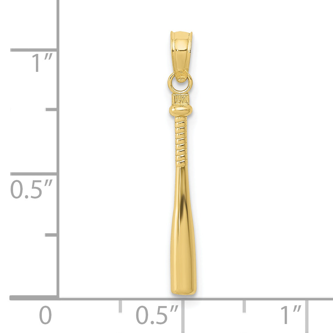 10K Yellow Gold 3-D Baseball Bat Pendant