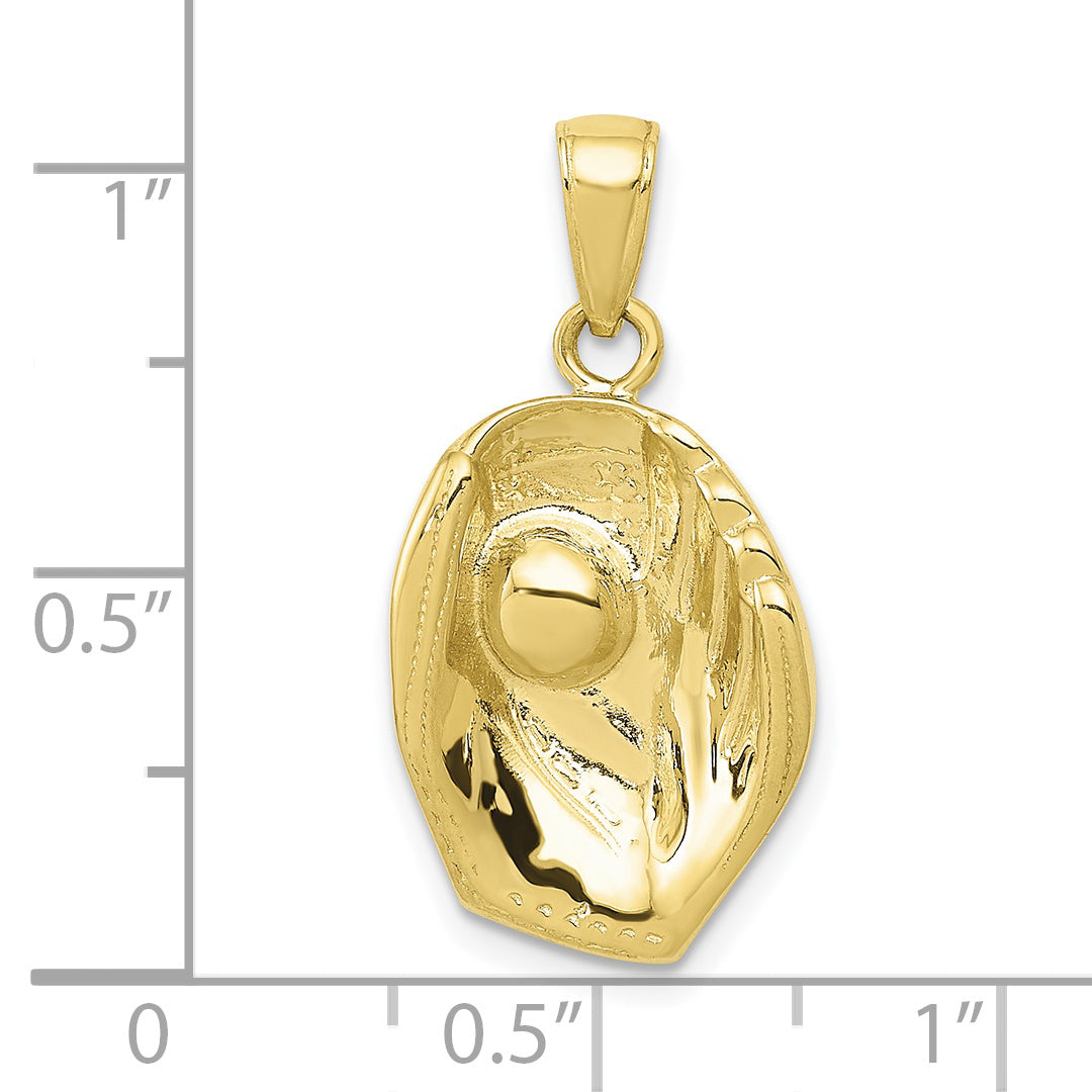 10K Yellow Gold 10K Baseball Glove And Ball Pendant