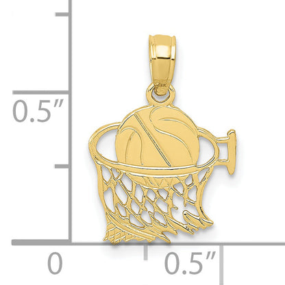 10K Yellow Gold 10K Basketball In Net Pendant