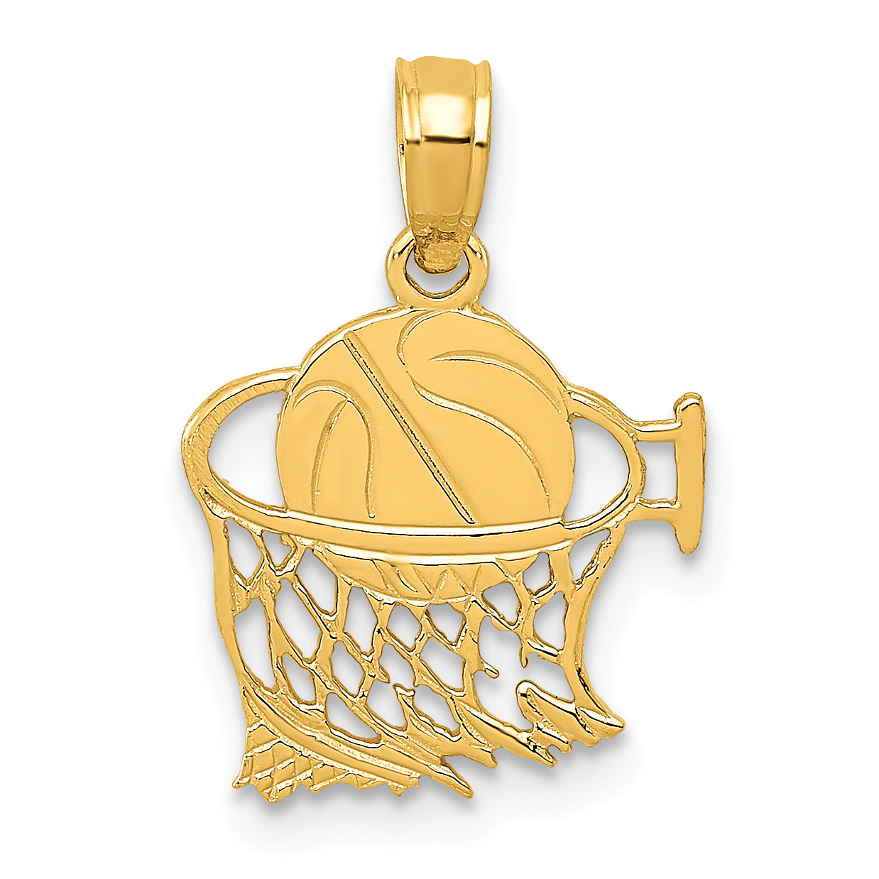 10K Yellow Gold 10K Basketball In Net Pendant