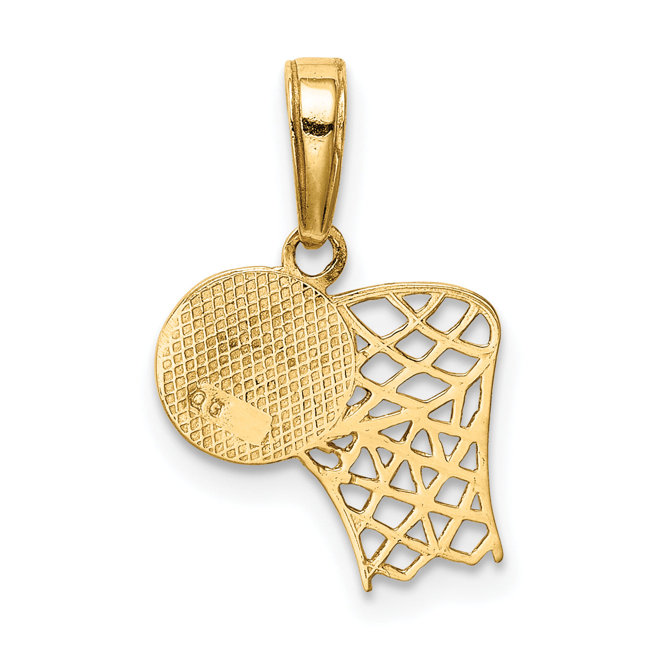 10K Yellow Gold 10K Basketball Hoop And Ball Pendant