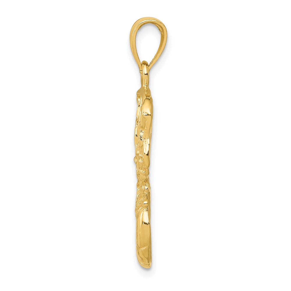 10K Yellow Gold 10K Swoosh Basketball And Net Pendant