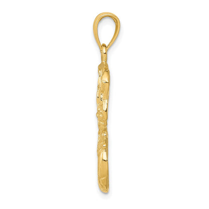 10K Yellow Gold 10K Swoosh Basketball And Net Pendant