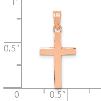 10K Rose Gold Polished Cross Pendant