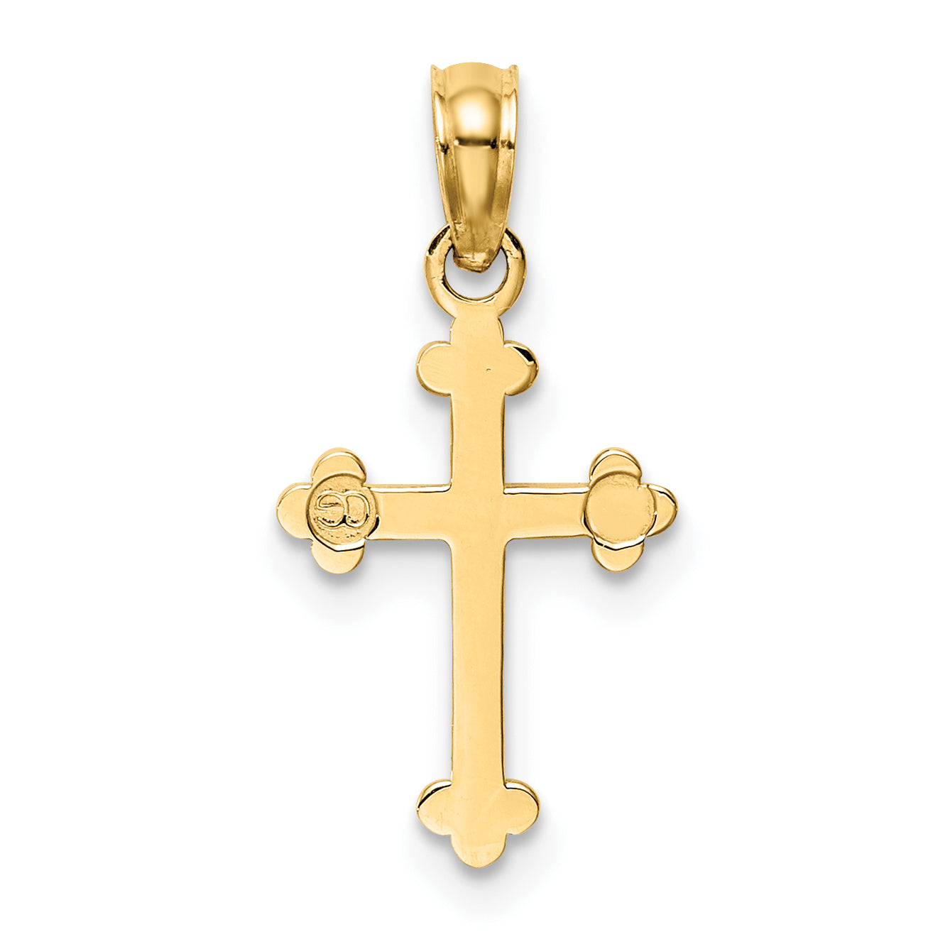 10K Yellow Gold 10K Budded Cross Charm