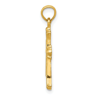 10K Yellow Gold Budded Cross Charm