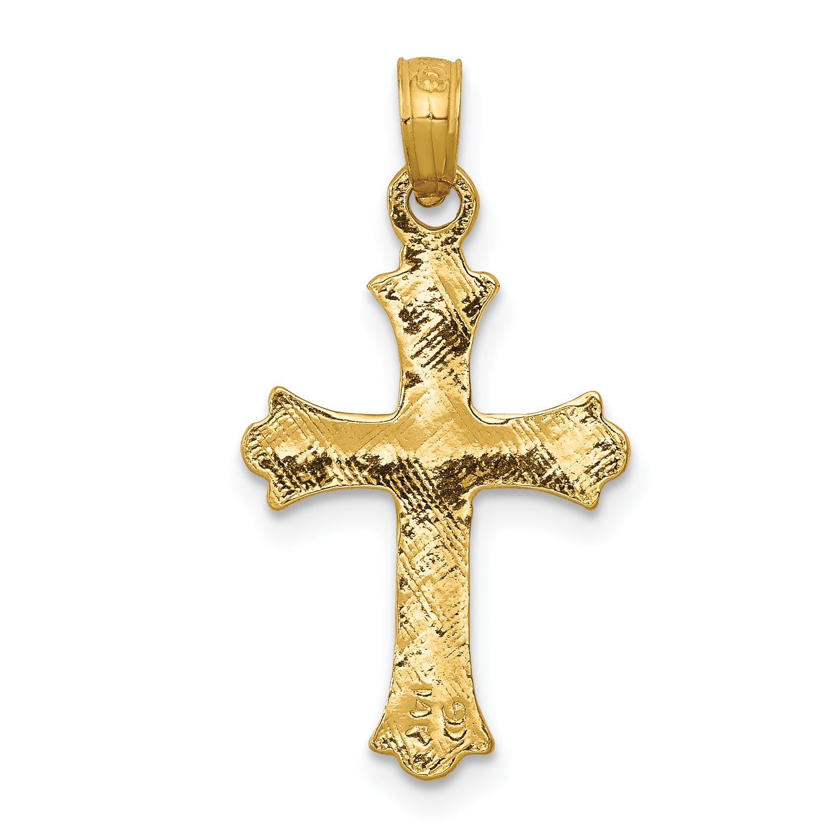 10K Yellow Gold Budded Cross Charm