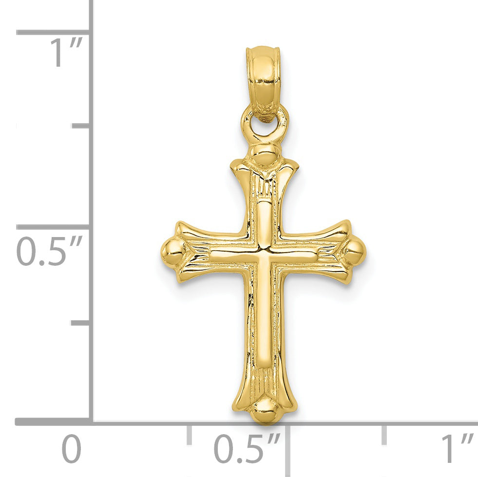 10K Yellow Gold Budded Cross Charm
