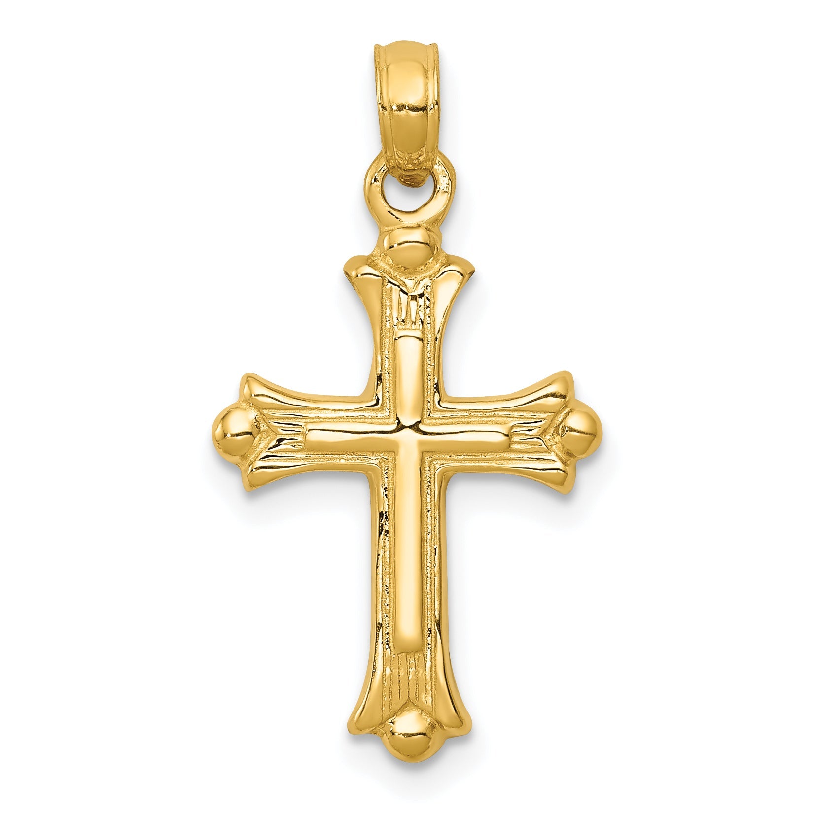 10K Yellow Gold Budded Cross Charm