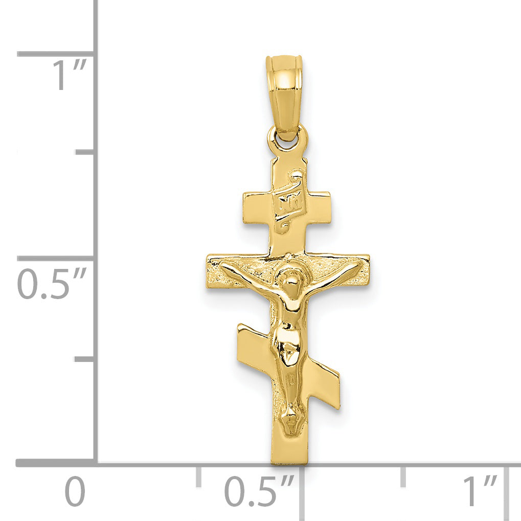 10K Yellow Gold Eastern Orthodox Crucifix Charm