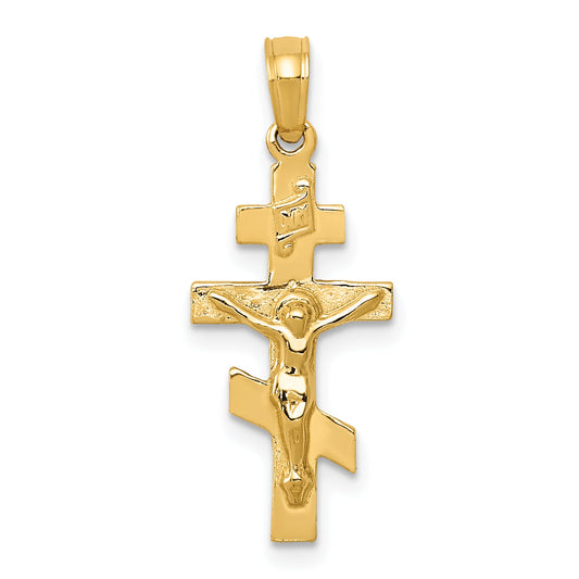 10K Yellow Gold Eastern Orthodox Crucifix Charm