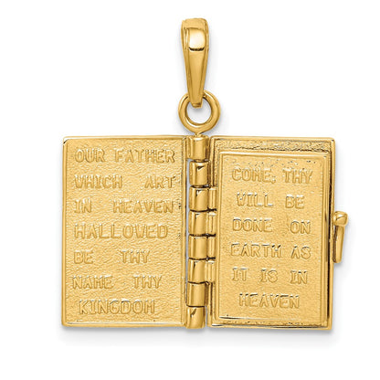 10K Yellow Gold 10K 3D Lord'S Prayer Bible Pendant