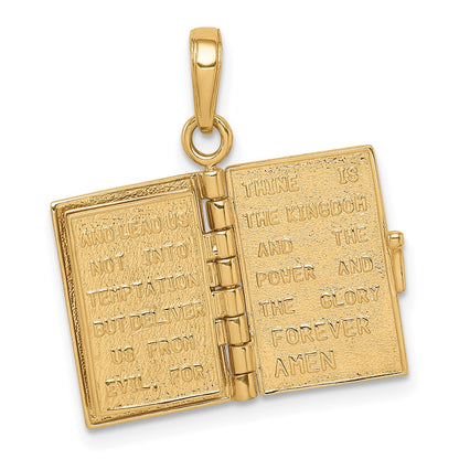 10K Yellow Gold 10K 3D Lord'S Prayer Bible Pendant