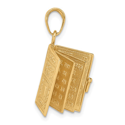 10K Yellow Gold 10K 3D Lord'S Prayer Bible Pendant