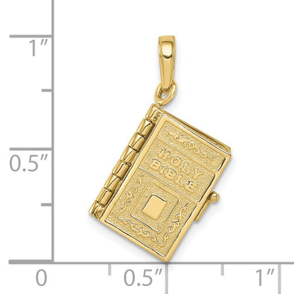 10K Yellow Gold 10K 3D Lord'S Prayer Bible Pendant