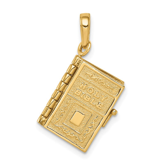 10K Yellow Gold 10K 3D Lord'S Prayer Bible Pendant