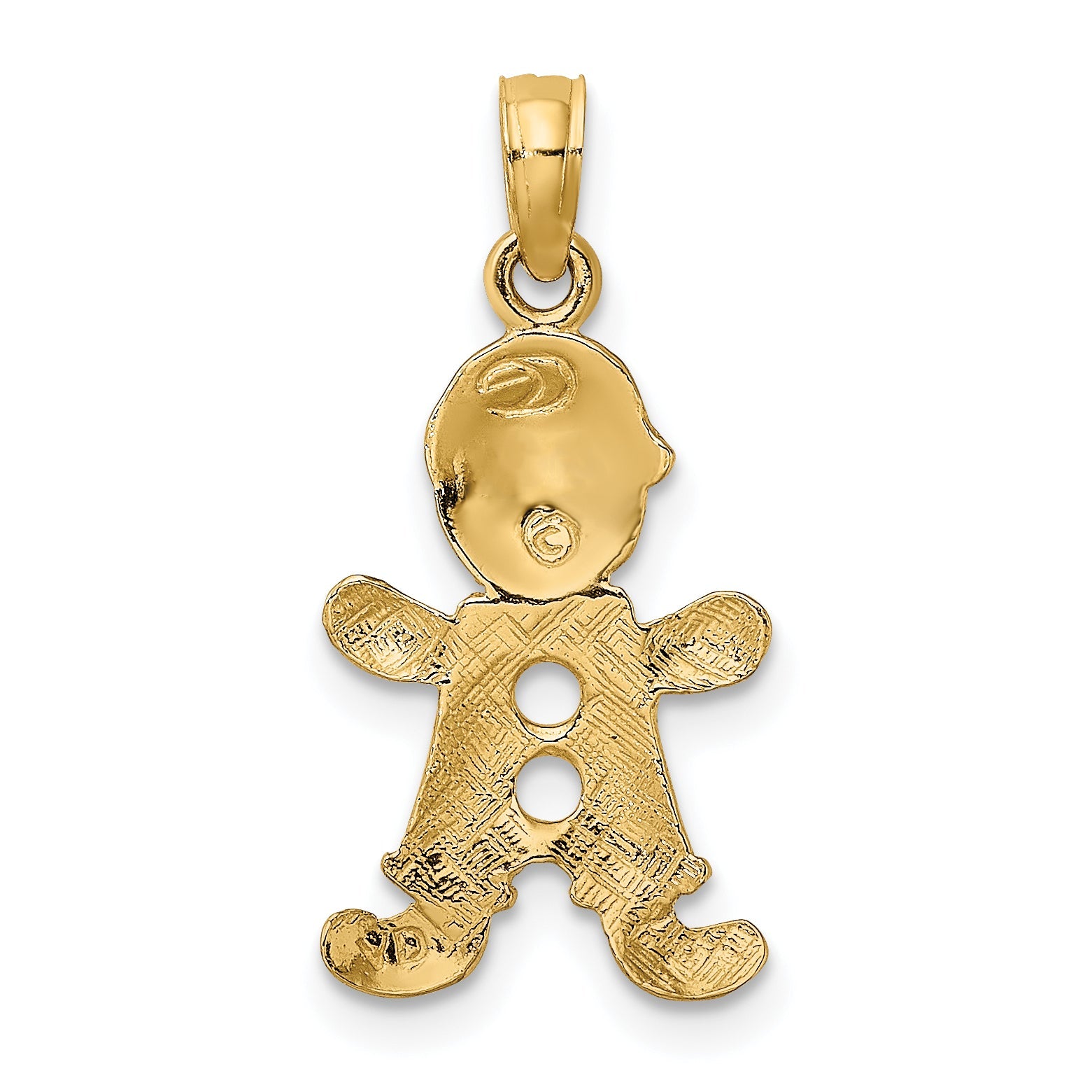 10K Yellow Gold Playful Boy W/Cut Out Buttons Charm