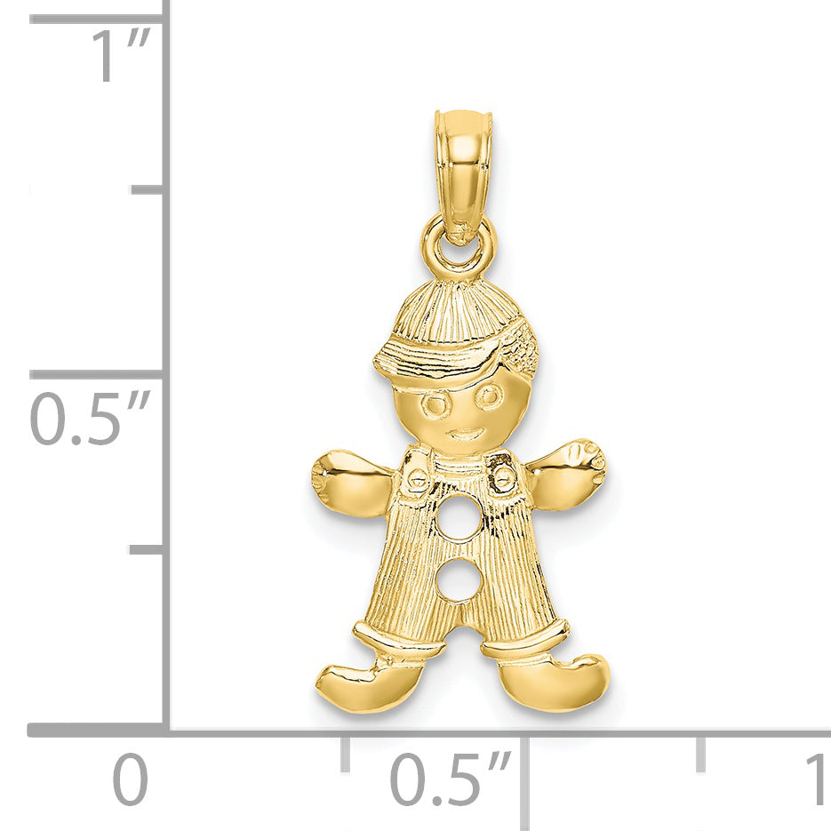 10K Yellow Gold Playful Boy W/Cut Out Buttons Charm