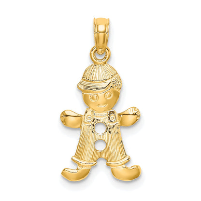 10K Yellow Gold Playful Boy W/Cut Out Buttons Charm