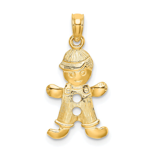 10K Yellow Gold Playful Boy W/Cut Out Buttons Charm
