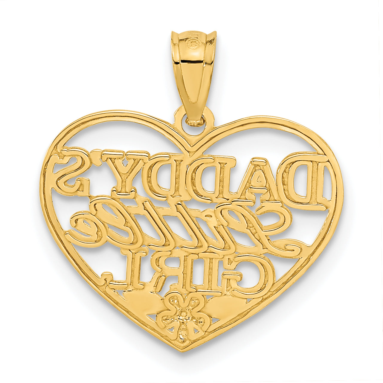 10K Yellow Gold D/C Daddys Little Girl Heart Pendant