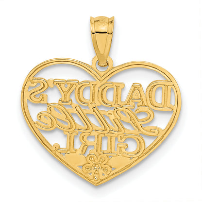 10K Yellow Gold D/C Daddys Little Girl Heart Pendant