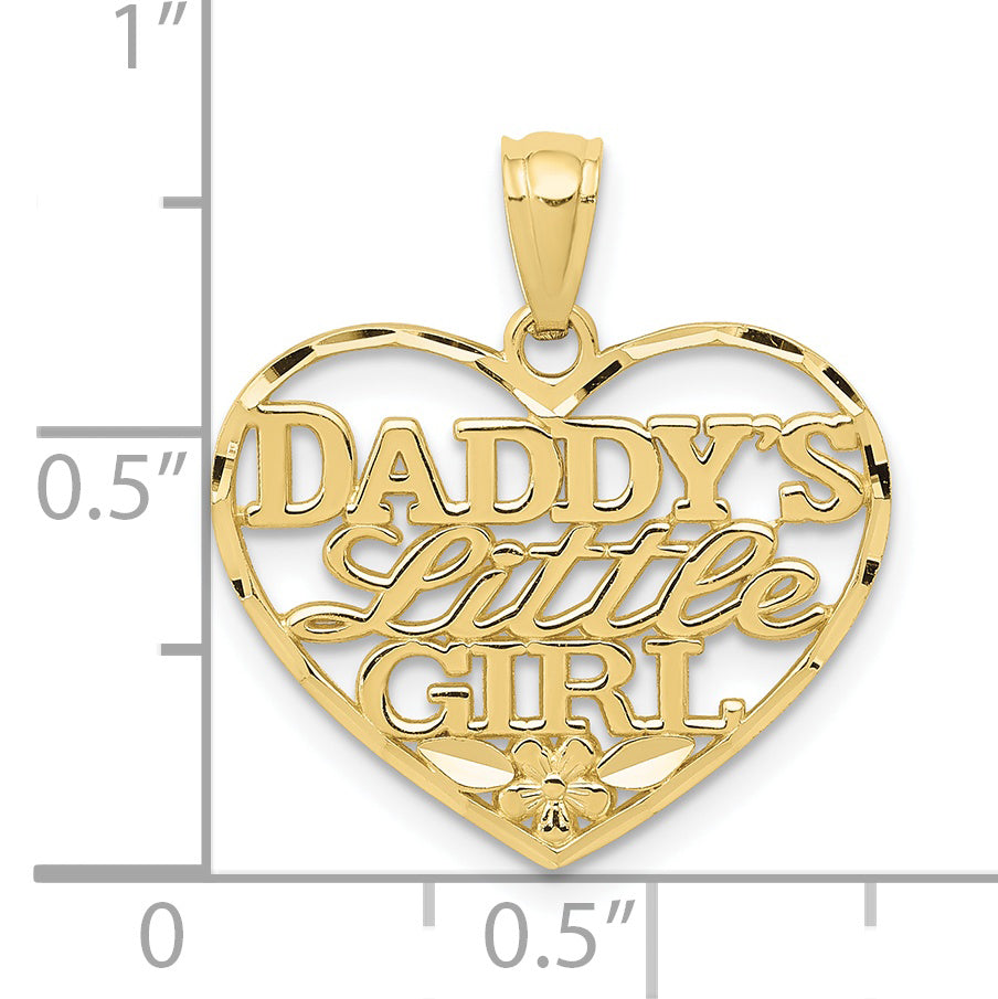 10K Yellow Gold D/C Daddys Little Girl Heart Pendant