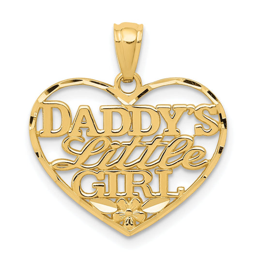 10K Yellow Gold D/C Daddys Little Girl Heart Pendant