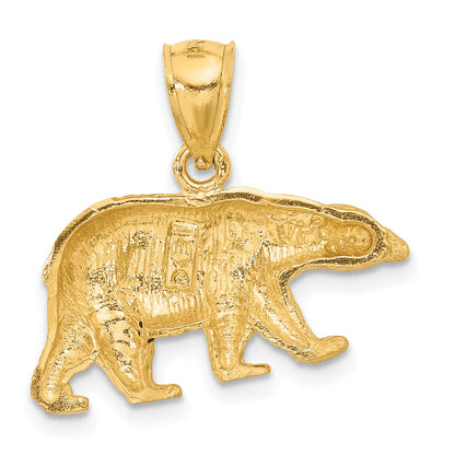 10K Yellow Gold 10K Diamond-Cut Bear Pendant