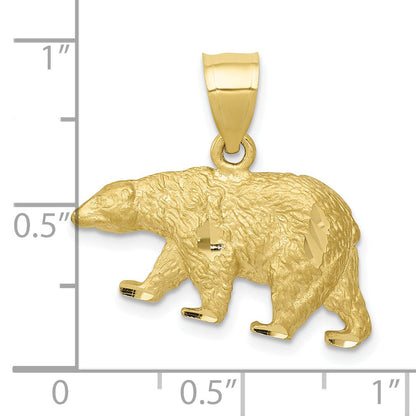 10K Yellow Gold 10K Diamond-Cut Bear Pendant