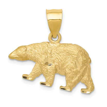 10K Yellow Gold 10K Diamond-Cut Bear Pendant