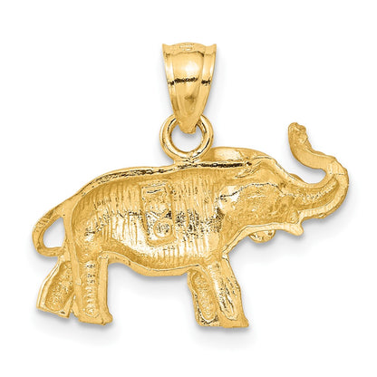 10K Yellow Gold 10K Diamond-Cut Elephant Pendant
