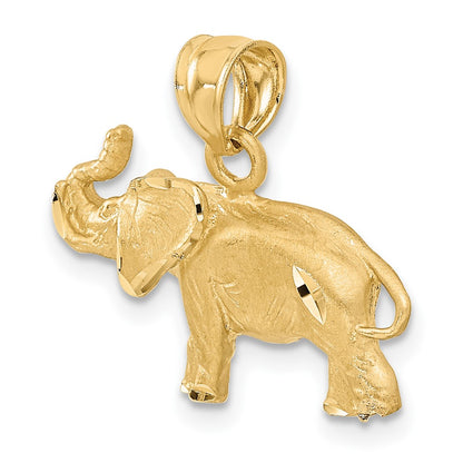 10K Yellow Gold 10K Diamond-Cut Elephant Pendant