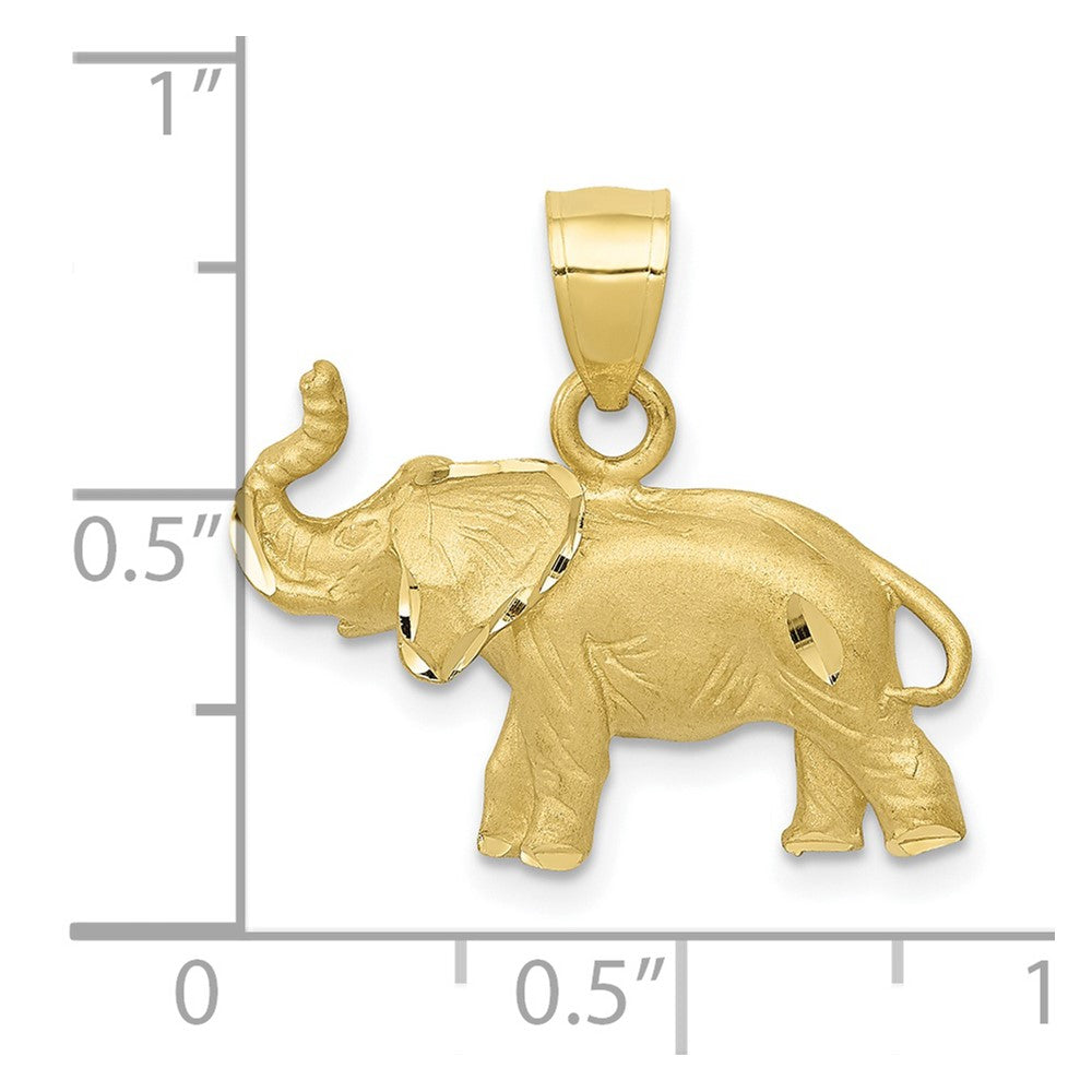10K Yellow Gold 10K Diamond-Cut Elephant Pendant