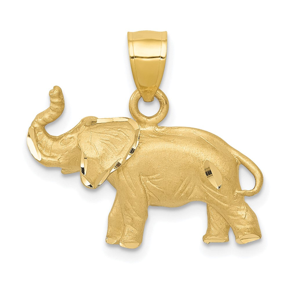 10K Yellow Gold 10K Diamond-Cut Elephant Pendant