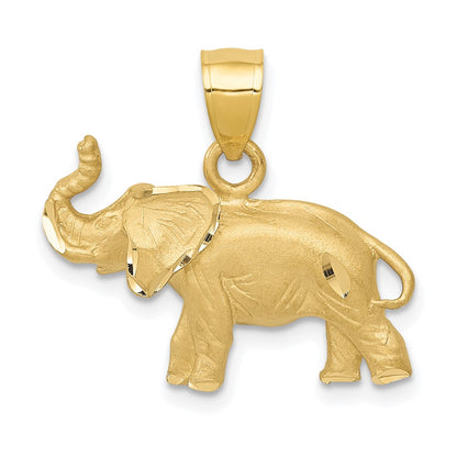 10K Yellow Gold 10K Diamond-Cut Elephant Pendant
