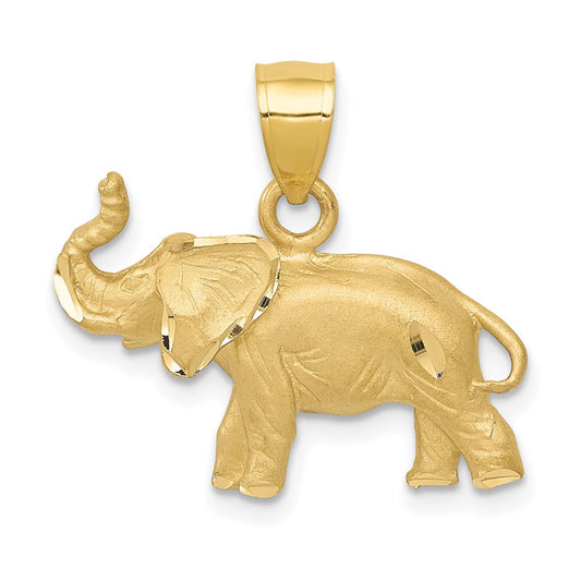 10K Yellow Gold 10K Diamond-Cut Elephant Pendant