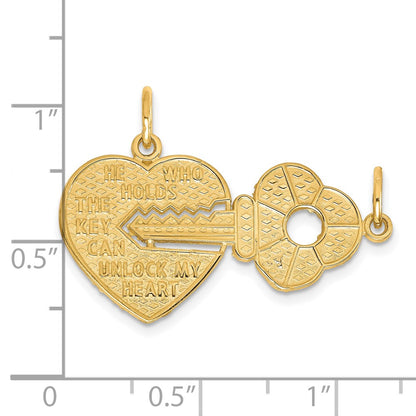 10K Yellow Gold 10K Heart And Key Break-Apart Charm
