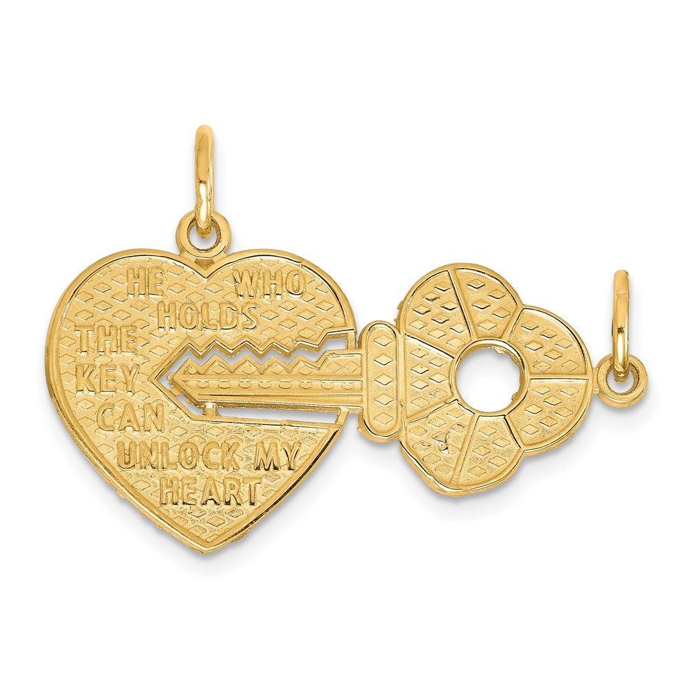 10K Yellow Gold 10K Heart And Key Break-Apart Charm