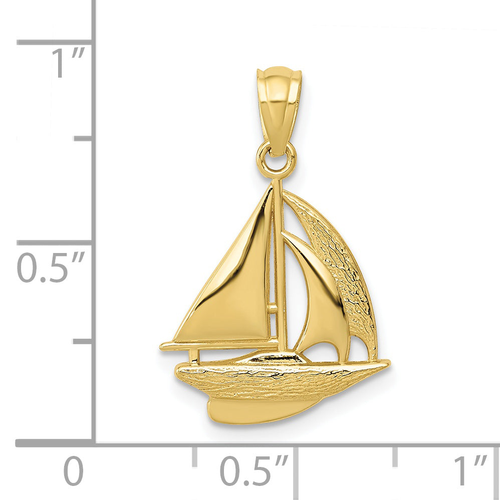 10K Yellow Gold Sailboat Pendant