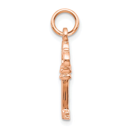 10K Rose Gold Solid Key Charm
